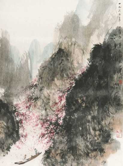 傅抱石 西风吹下红雨来 硬片